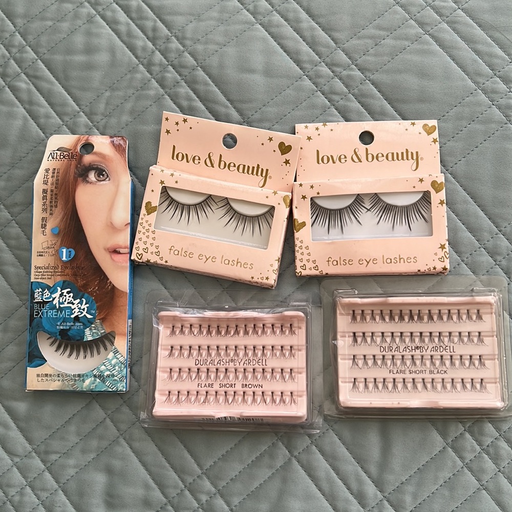 LOT 5X Falsies Eyelashes Ardell Love & Beauty Singles Whispy All Belle